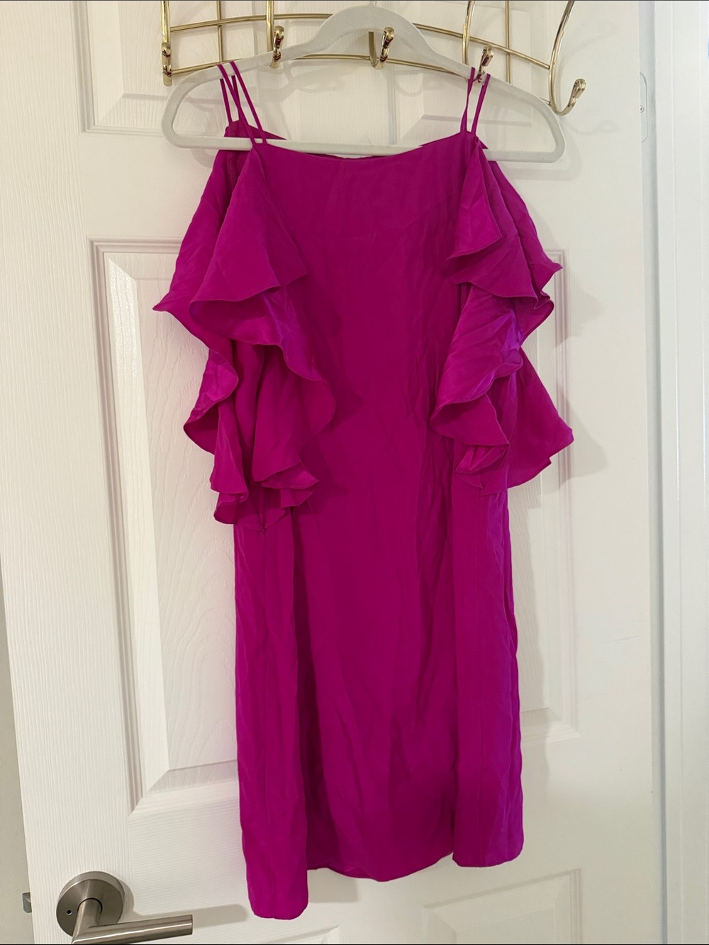 Lilly Pulitzer Magenta Ruffle Cold-Shoulder Mini Dress